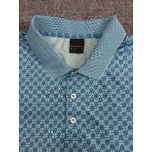 Dunning Golf Shirt Mens XL Blue Floral Performance Outdoor Indian Head Roxiticus